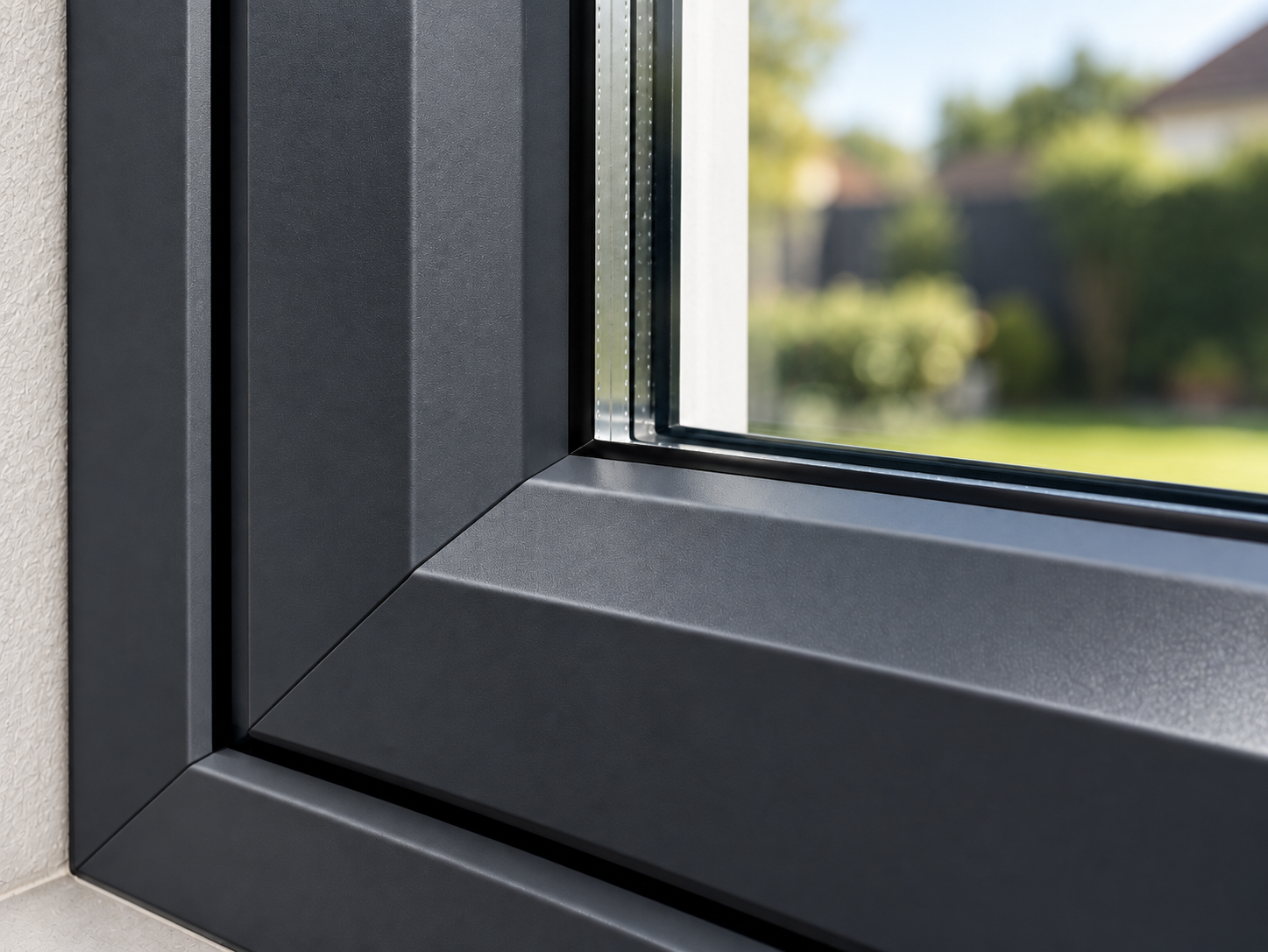 Anthracite grey uPVC window frame with a modern finish