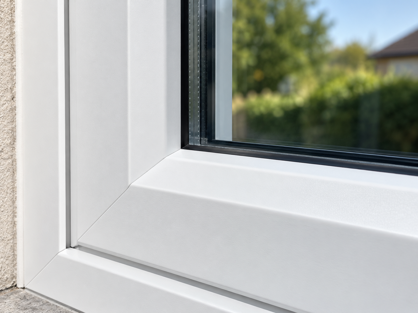White uPVC window frame with a classic smooth finish