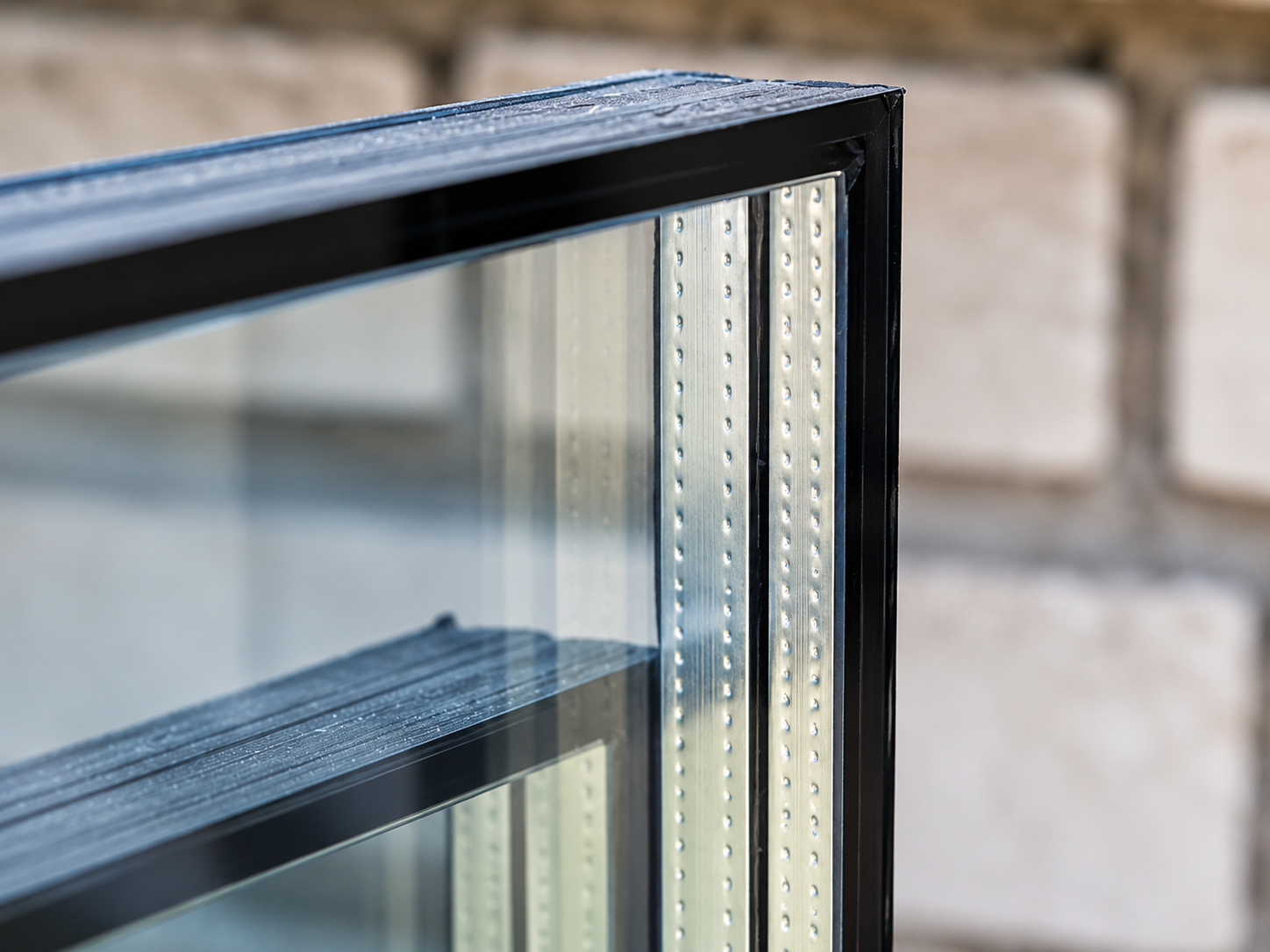 Close-up of double glazed window glass and frame