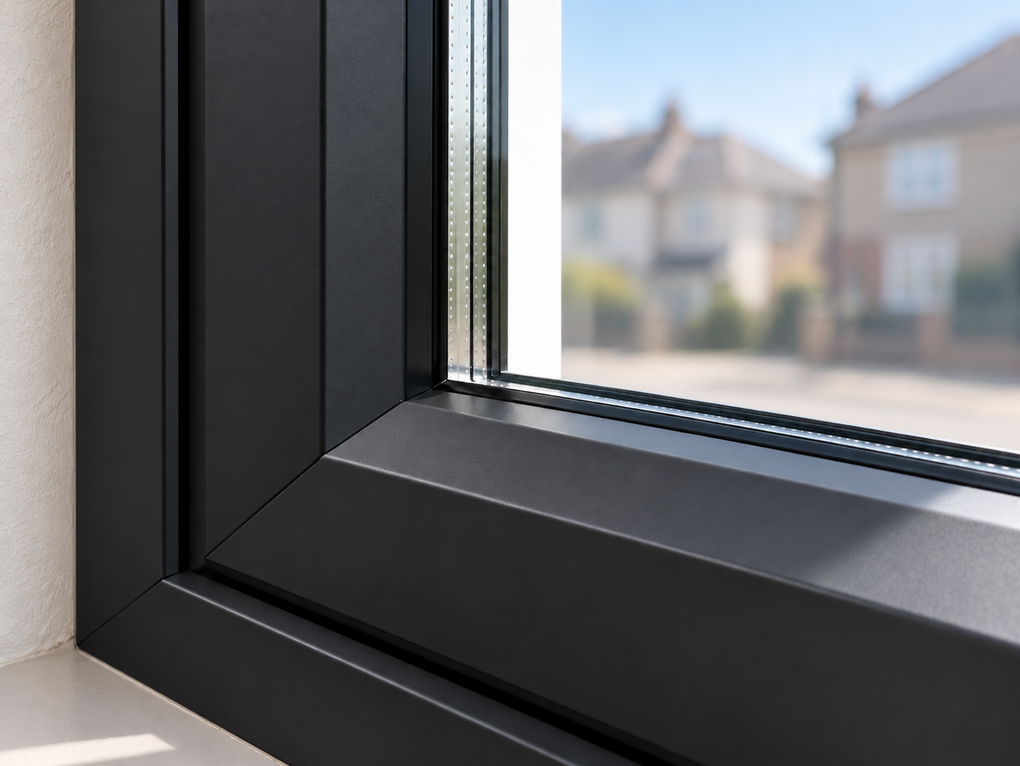 Black uPVC window frame with a sleek contemporary finish